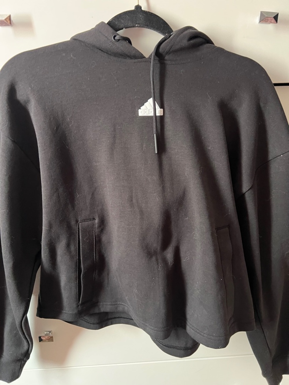 adidas Black Women's Pullover Hoodie with Small Chest Logo